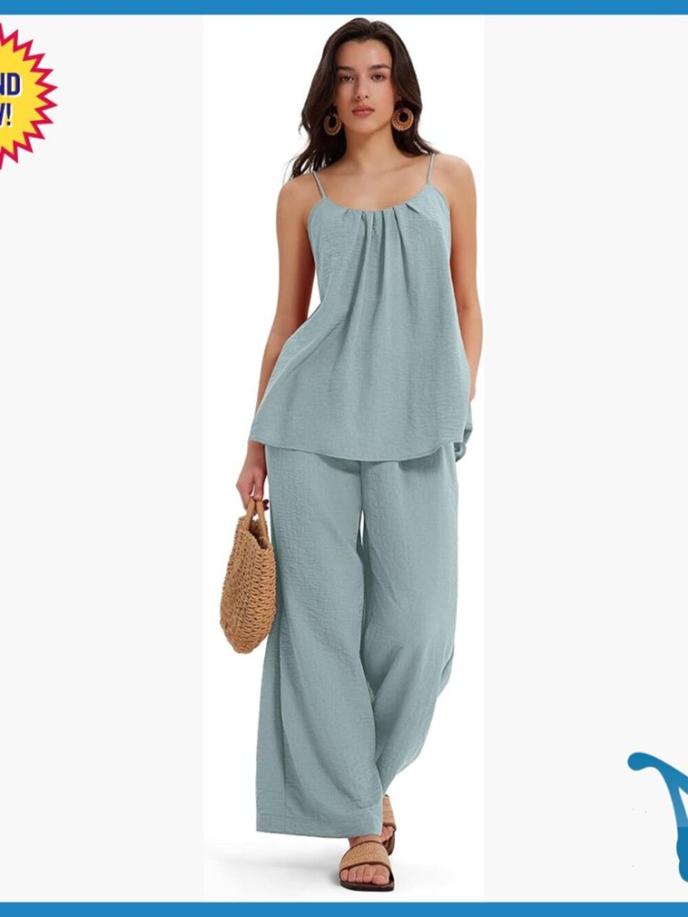 Linen Two Piece Set Backless Lounge Outfit Size XL Loose Fit Summer